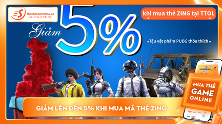 Tậu vật phẩm PUBG Mobile thỏa thích, Thanhtoanonline giảm lên đến 5% khi mua mã thẻ Zing 